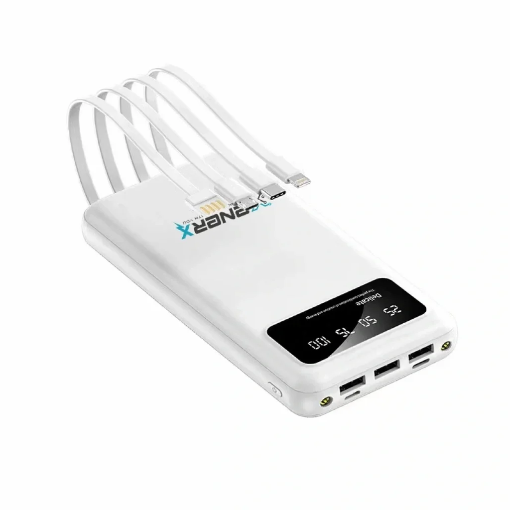 Enerx ENR-P20DC 20000 mAh 2.1 Amper Dahili Kablolu Powerbank Siyah