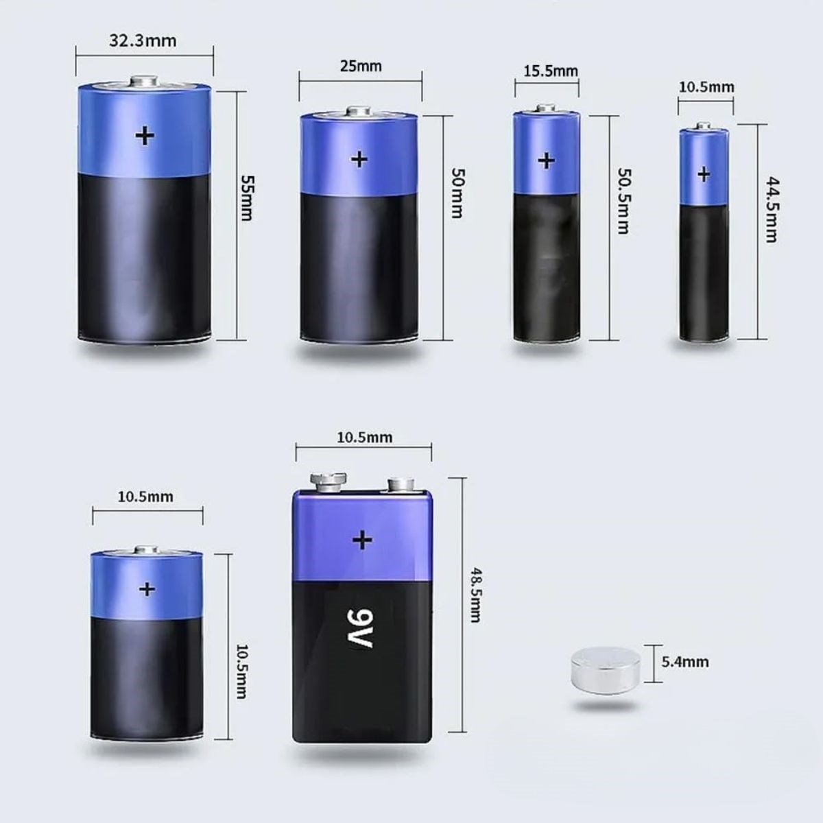 Evrensel Dijital Pil Test Cihazı – AA, AAA, C, D, N, 9V ve Düğme Pil Uyumlu Mini Pil Kapasite & Seviye Ölçer