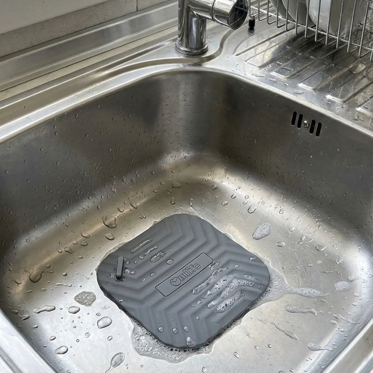 Gri Kare Evye Gider Koku Önleyici Silikon Mat – Lavabo Süzgeç ve Haşere Engelleyici