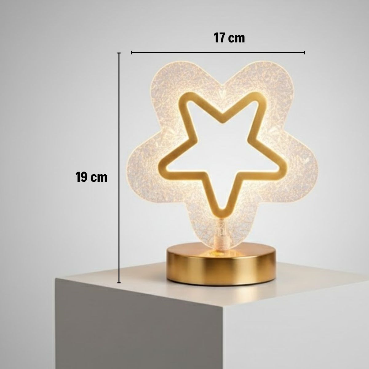 İçi Boş Yıldız Şeklinde Kristal LED Masa Lambası – Dokunmatik, 3 Renk Işık Modlu, Şarjlı Mini Dekoratif Gece Lambası