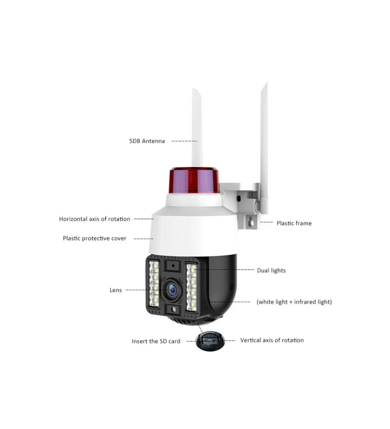 INT-CMR21 SD-kart destekli Hareketli Sesli Gece Renkli PTZ Akıllı Wifi Güvenlik Kamerası