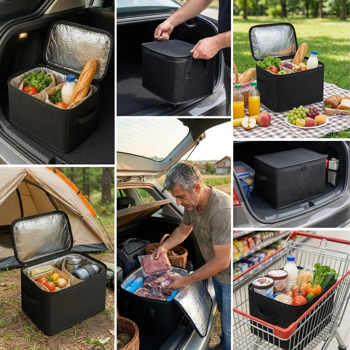 Isı Koruyucu Termal Taşıma Çantası 32 Litre – Araç Bagaj Organizeri, Termos, Katlanabilir Keçe Saklama Çantası 37x27x25 cm