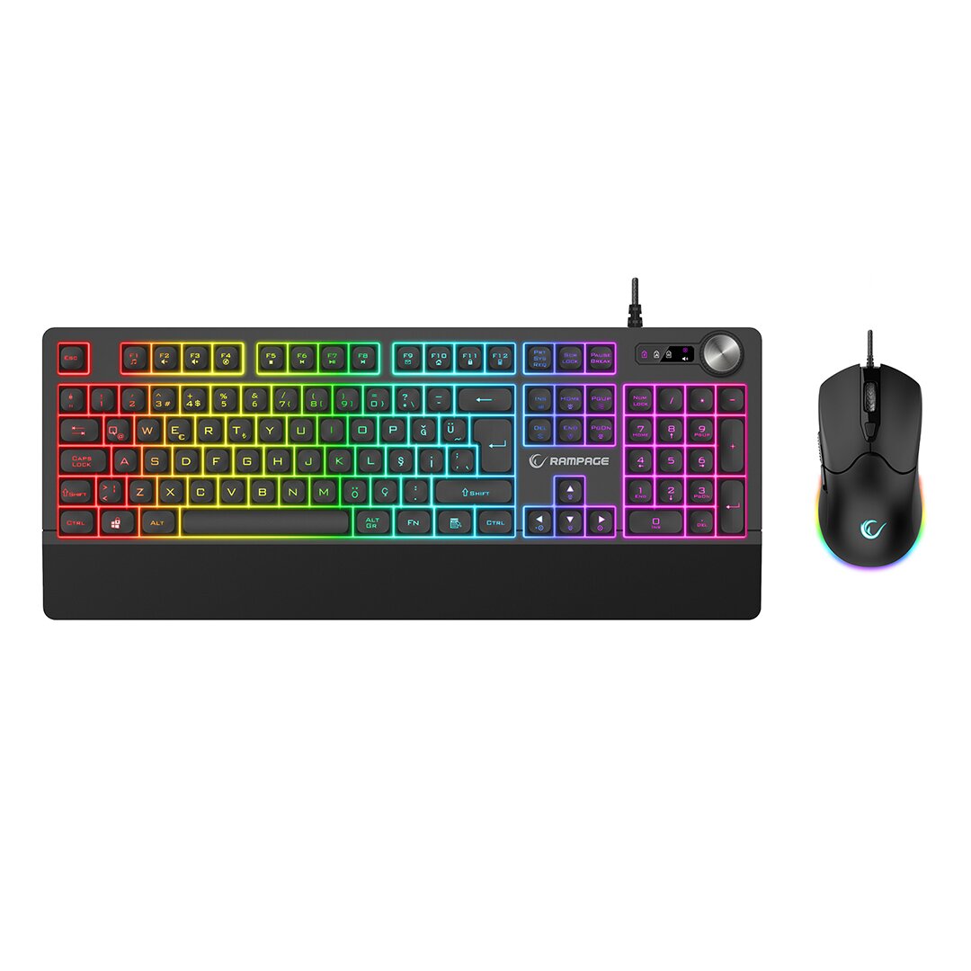 JAZZY V2 OYUNCU KLAVYE - MOUSE SET MEKANİK USB KABLO RGB AYDINLATMA 12800 DPI