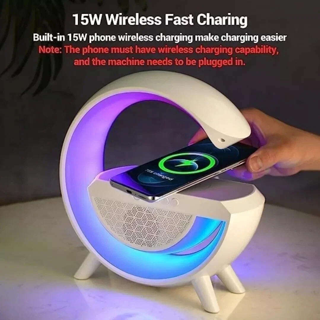 Kablosuz Telefon Şarj Bluetooth Hoparlör Istasyonu Ses Rgb Atmosfer Gece Işık Bt-2301