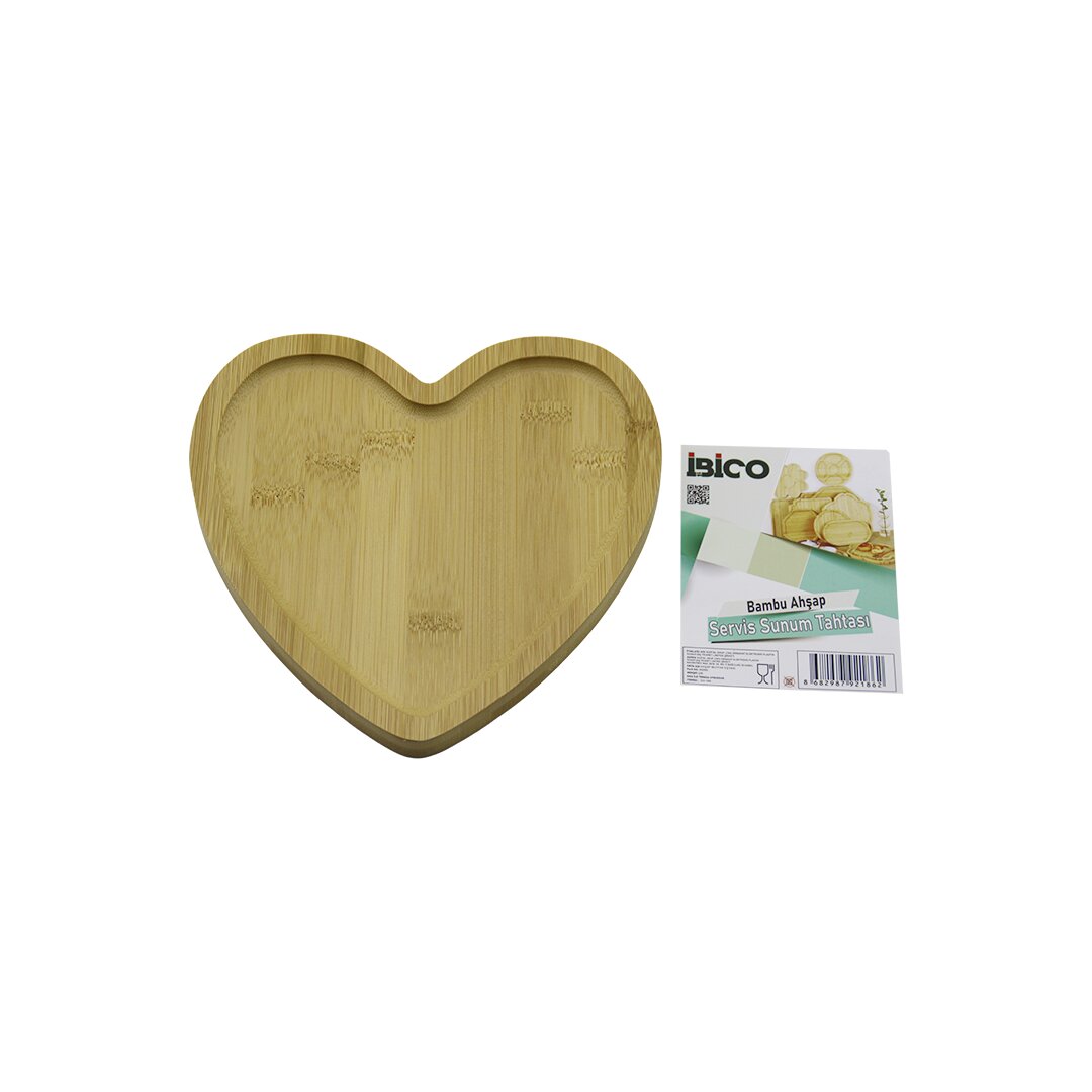 KALP MODEL AHŞAP BAMBU SERVİS SUNUM TEPSİ - TAHTASI 20.5 X 19.5 X 1.4CM