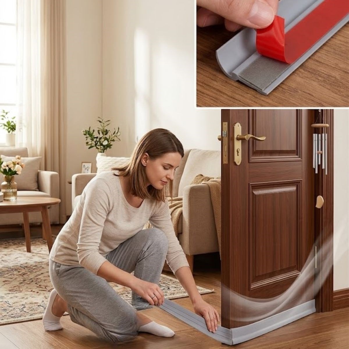 Kapı Altı Rüzgar Önleyici Bant – Yapışkanlı Kesilebilir Toz, Ses ve Hava Kesici İzolasyon Şeridi (100 cm)