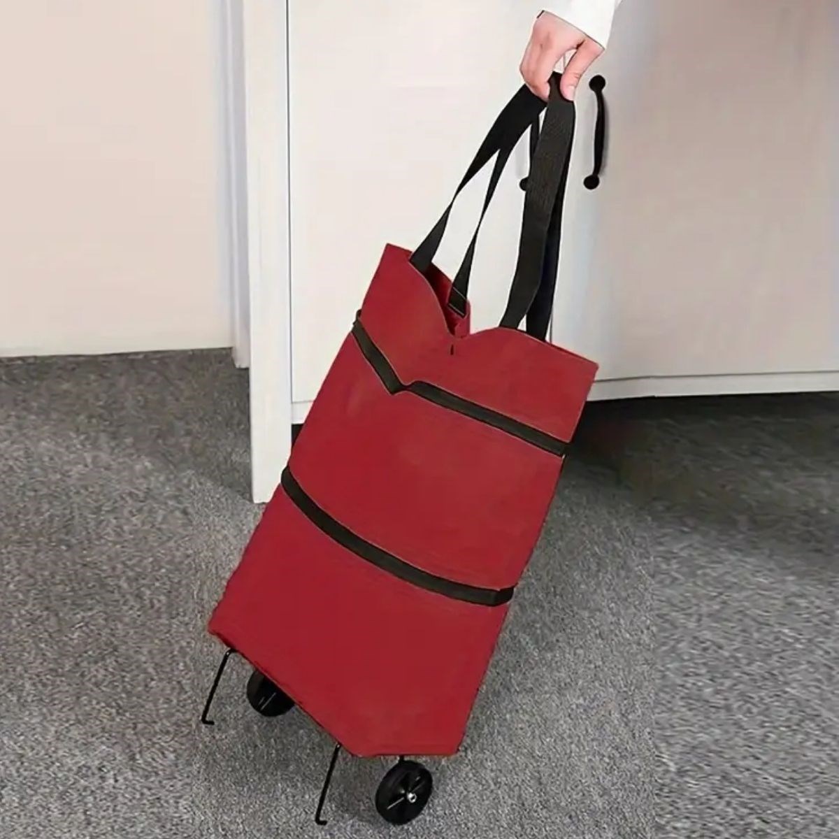 Katlanabilir Tekerlekli Market Çantası,Çok Amaçlı Pazar Arabası,Portatif Alışveriş Bez Torbası