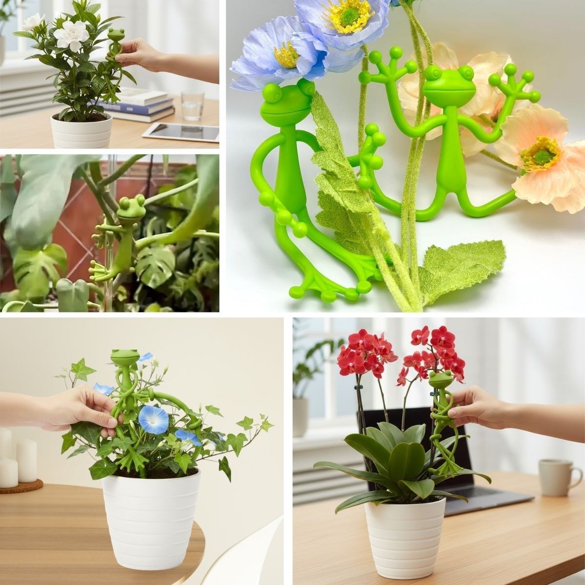 Kurbağa Şeklinde Bitki Sabitleyici – Bahçe ve İç Mekan Bitkileri İçin Dal ve Gövde Destek Aparatı, Çok Amaçlı Bitki Tutucu Klips