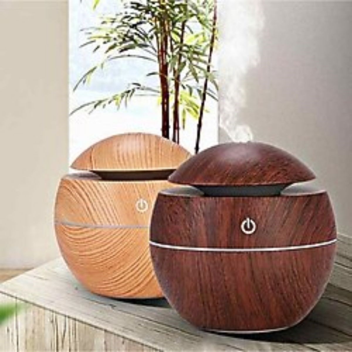 Küre Model Akasya Renk Hava Nemlendirici – Ultrasonik Soğuk Buhar Makinesi, LED Işıklı Masaüstü Oda Nemlendirici