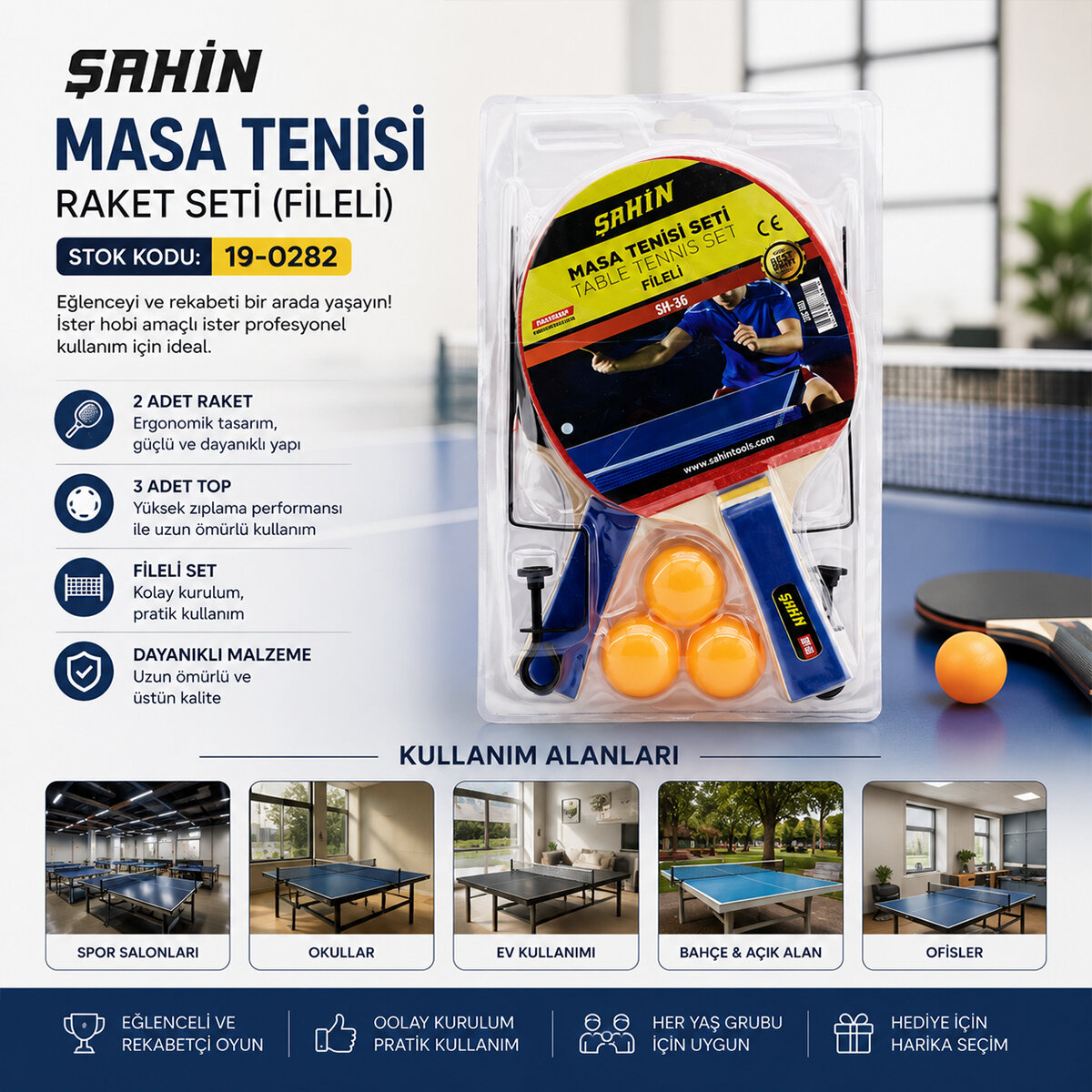 MASA TENİSİ FİLELİ PİNPON RAKET SETİ 2PCS RAKET - 3PCS TOP - 1PCS FİLE - AYAK