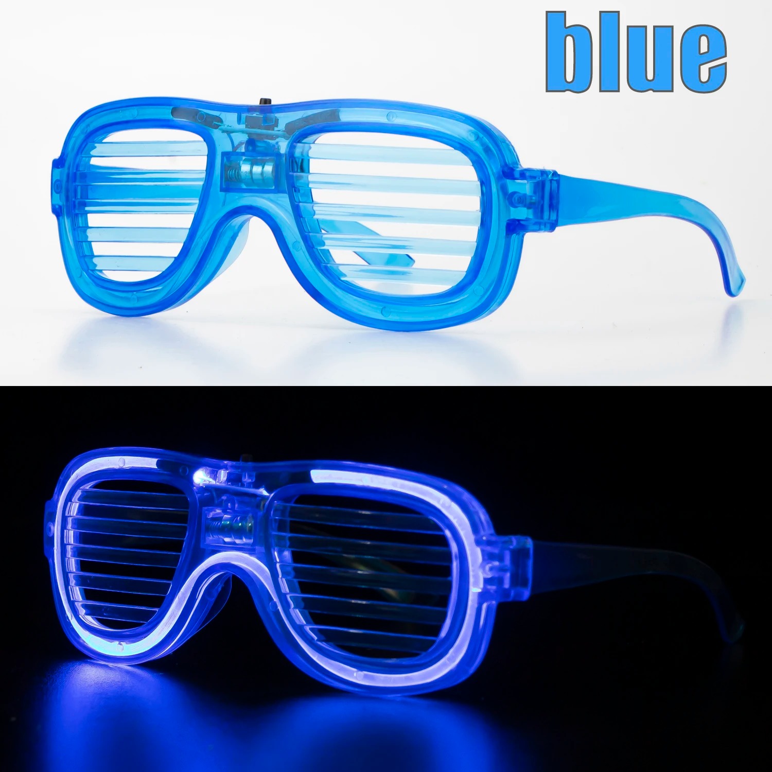 Mavi Led Işıklı Parti Gözlüğü - Neon Glow Şerit Gözlük 3 Modlu