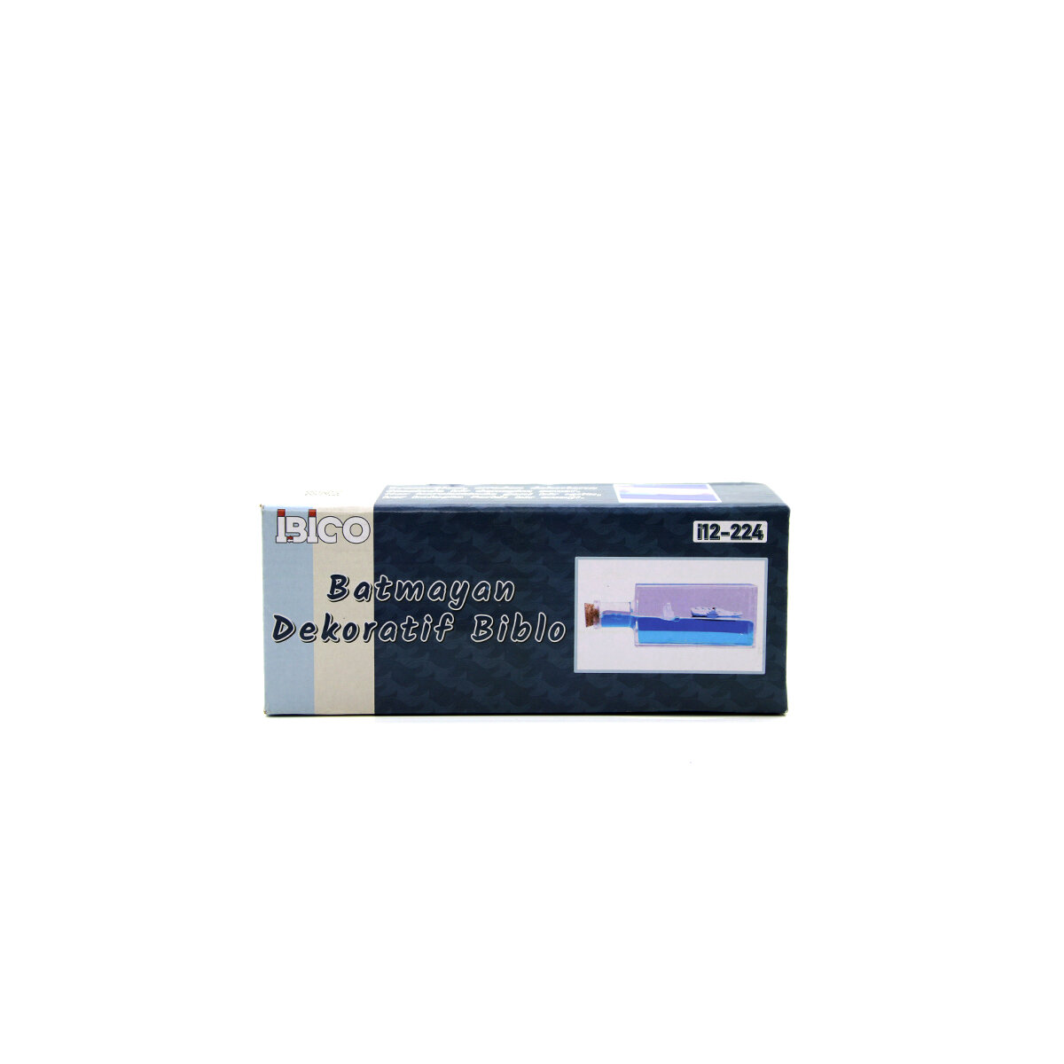MAVİ SU GEMİ - ADA DİKDÖRTGEN MİKA ŞİŞE YÜZEN BATMAYAN DEKORATİF BİBLO AKVARYUM 4.2X6.4X17CM