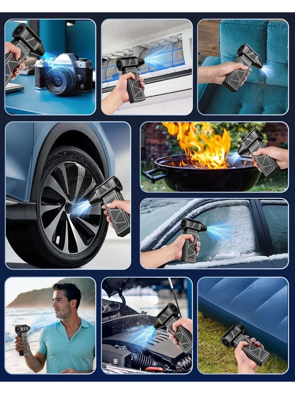 Mega Turbo Üfleyici Elektrikli Şiddetli Fan Hava Kompresör 130.000RPM Mangal Barbekü Fanı