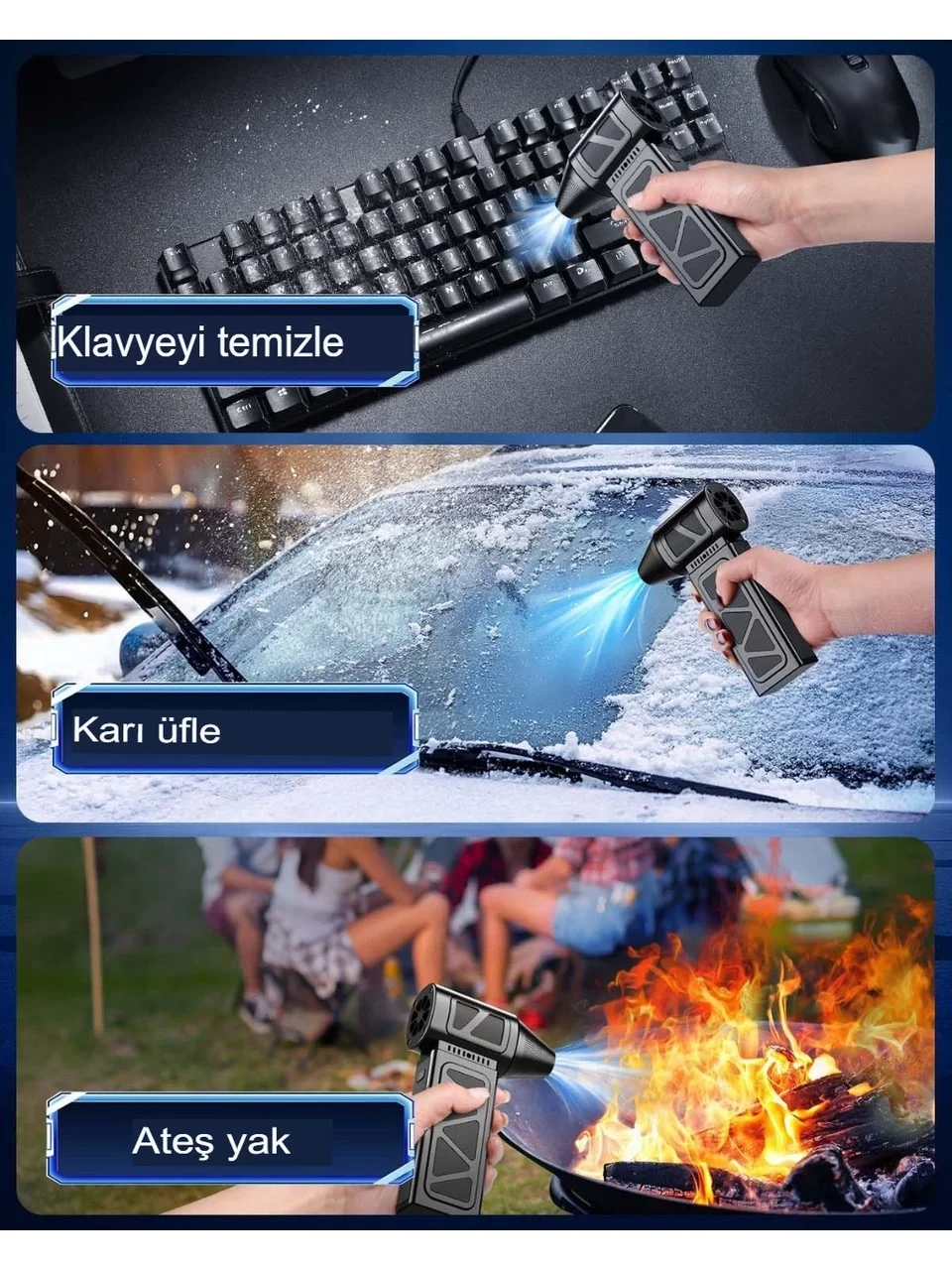 Mega Turbo Üfleyici Elektrikli Şiddetli Fan Hava Kompresör 130.000RPM Mangal Barbekü Fanı