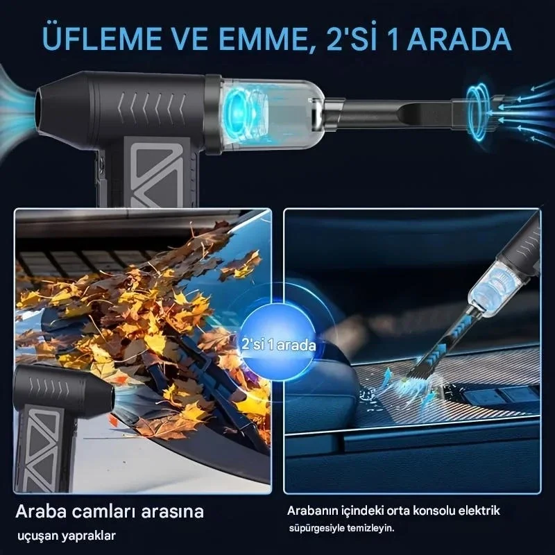 Mini Şarjlı Hava Üfleyici ve Vakumlu El Süpürgesi