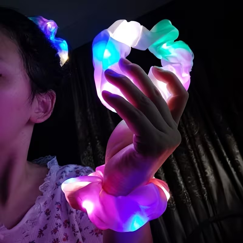 Mint Yeşili Renk Led Işıklı Lastikli Saç Tokası - 3 Modlu Festival - Parti Saç Tokası