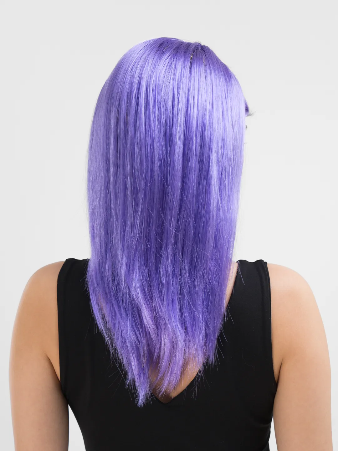 Mor Renk Uzun Düz Parti Peruğu