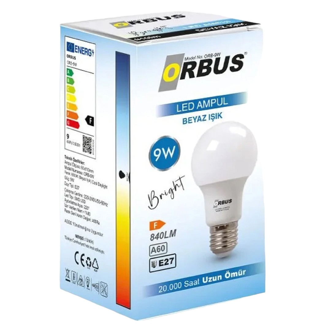 ORBUS ORB-9W E27 9 WATT 800 LÜMEN BEYAZ LED AMPÜL