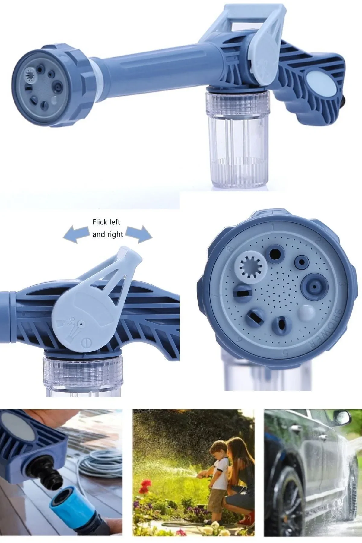 Otomobil Yıkama Sulama Fonksiyonlu Su Püskürtme Tabancası Deterjanlı Akıllı Tayzikli Basınçlı Bahçe