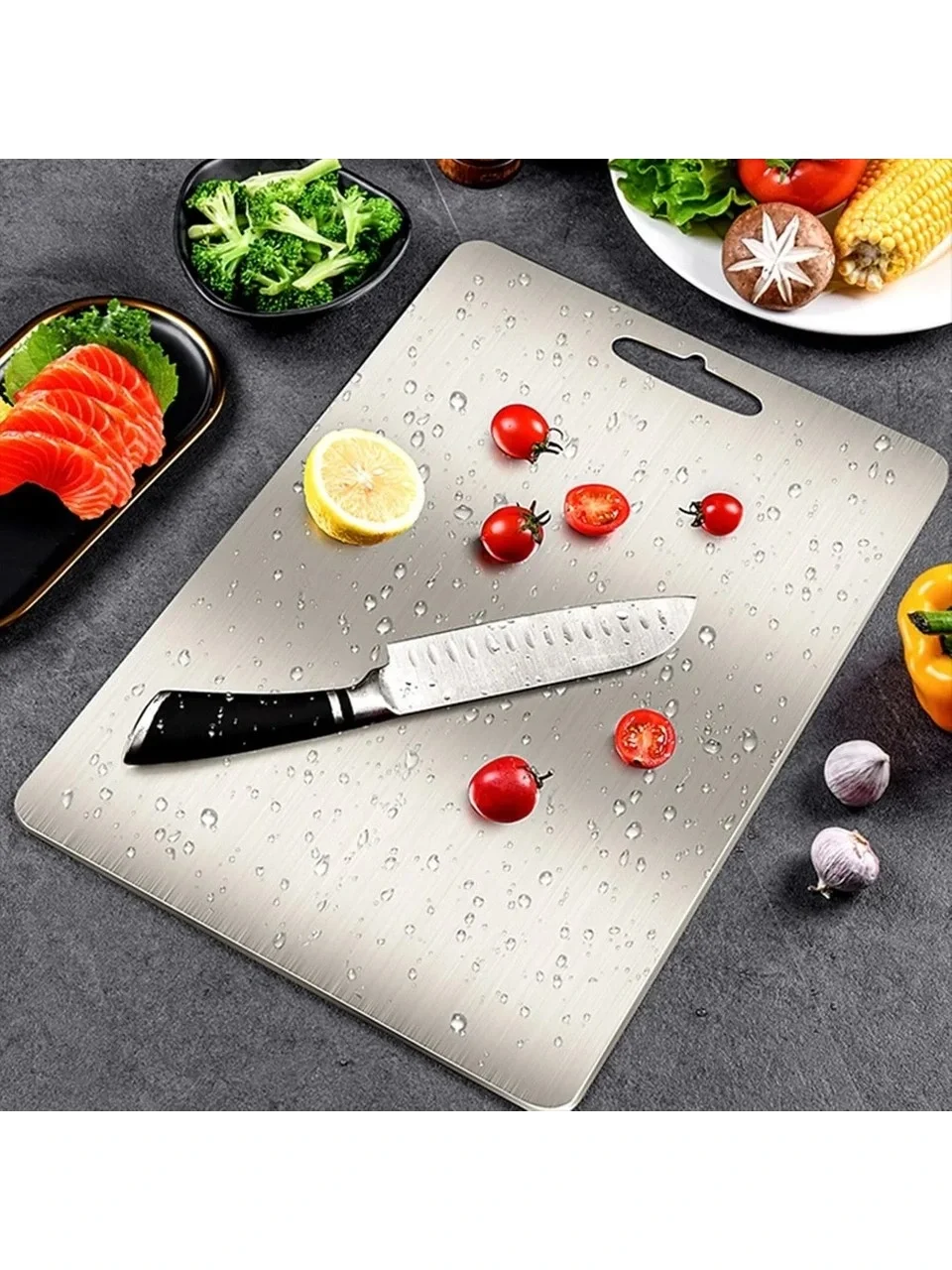 Paslanmaz Çelik Kesme Tahtası  20X30 cm Mutfak Sebze Et Kesme Tahtası Doğrama Tahtası Mutfak Aksesuarları