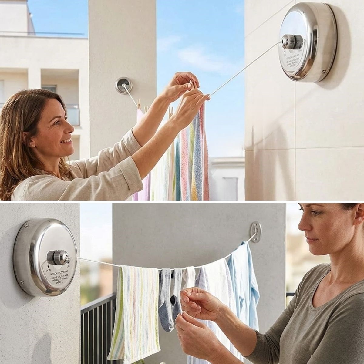Paslanmaz Çelik Geri Çekilebilir Çamaşır İpi – Duvar Tipi Duvara Monte Banyo,Balkon,Bahçe Çamaşır Kurutma Askısı