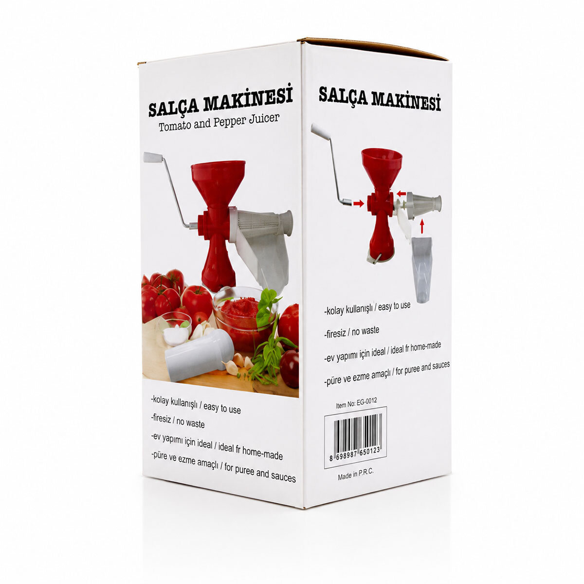 PLASTİK SÜZGEÇLİ - HAZNELİ SALÇA MAKİNESİ  METAL KOLLU EV YAPIMI FİRESİZ PRATİK KULLANIM BRKT-312007
