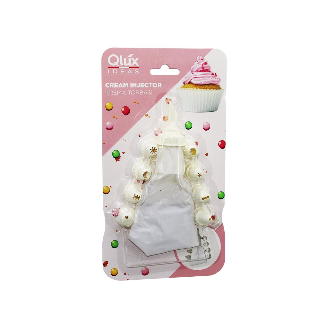 QLUX L-00172 AVANTAGE  10PCS   KREMA TORBASI - SÜSLEME BAŞLIK  SETİ   1-BEYAZ TORBA - 9-KREM BEYAZI PLASTİK BAŞLIK