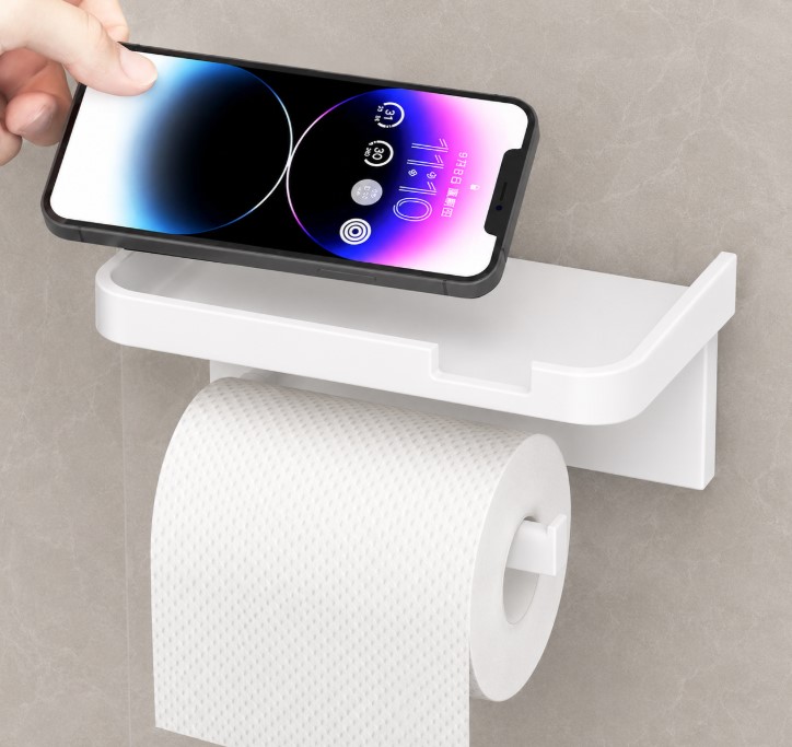 Raflı Yapışkanlı Tuvalet Kağıdı Askılığı