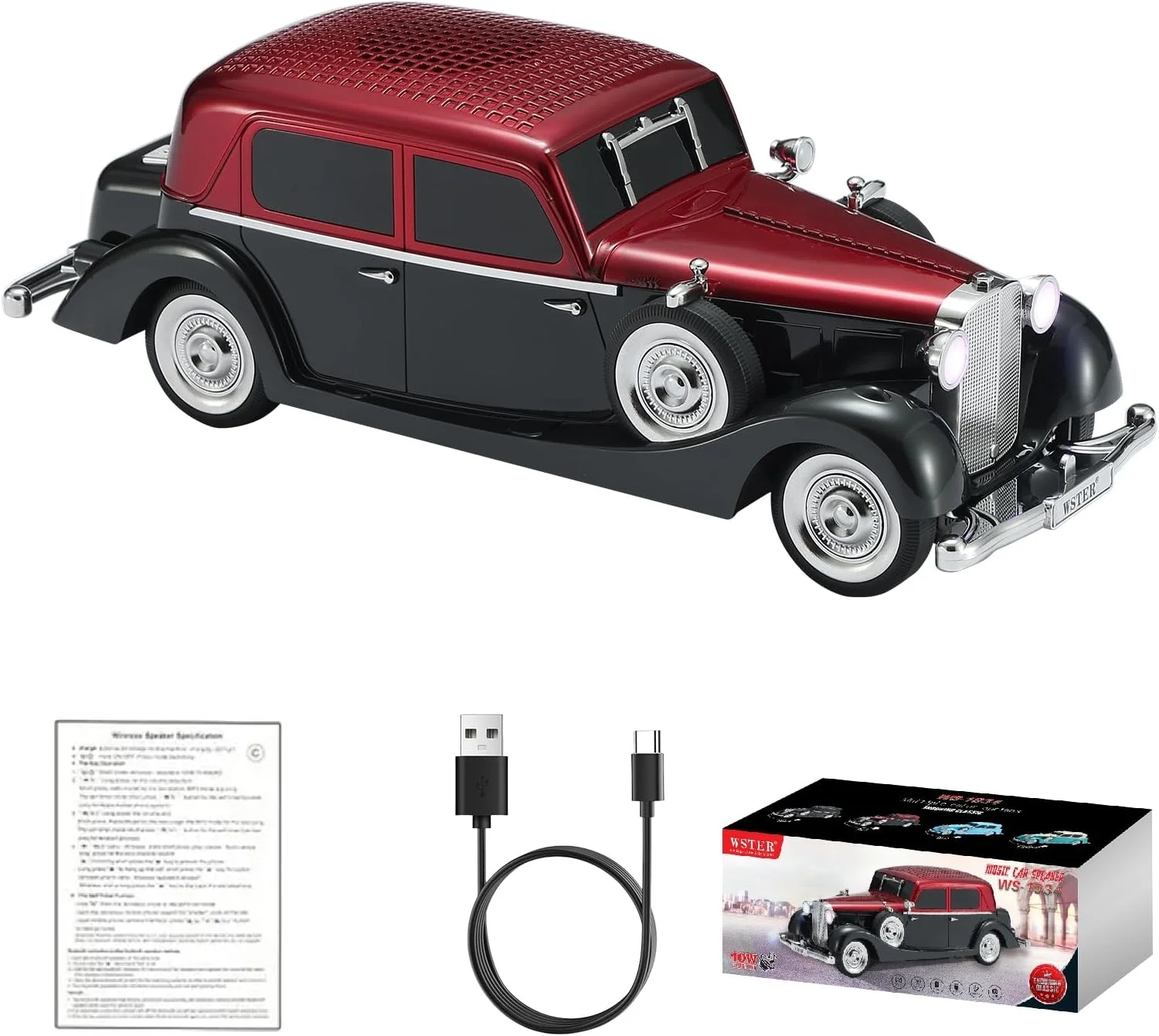Retro Klasik Araba Bluetooth Hoparlör Kablosuz HD Ses FM Radyo YG-239