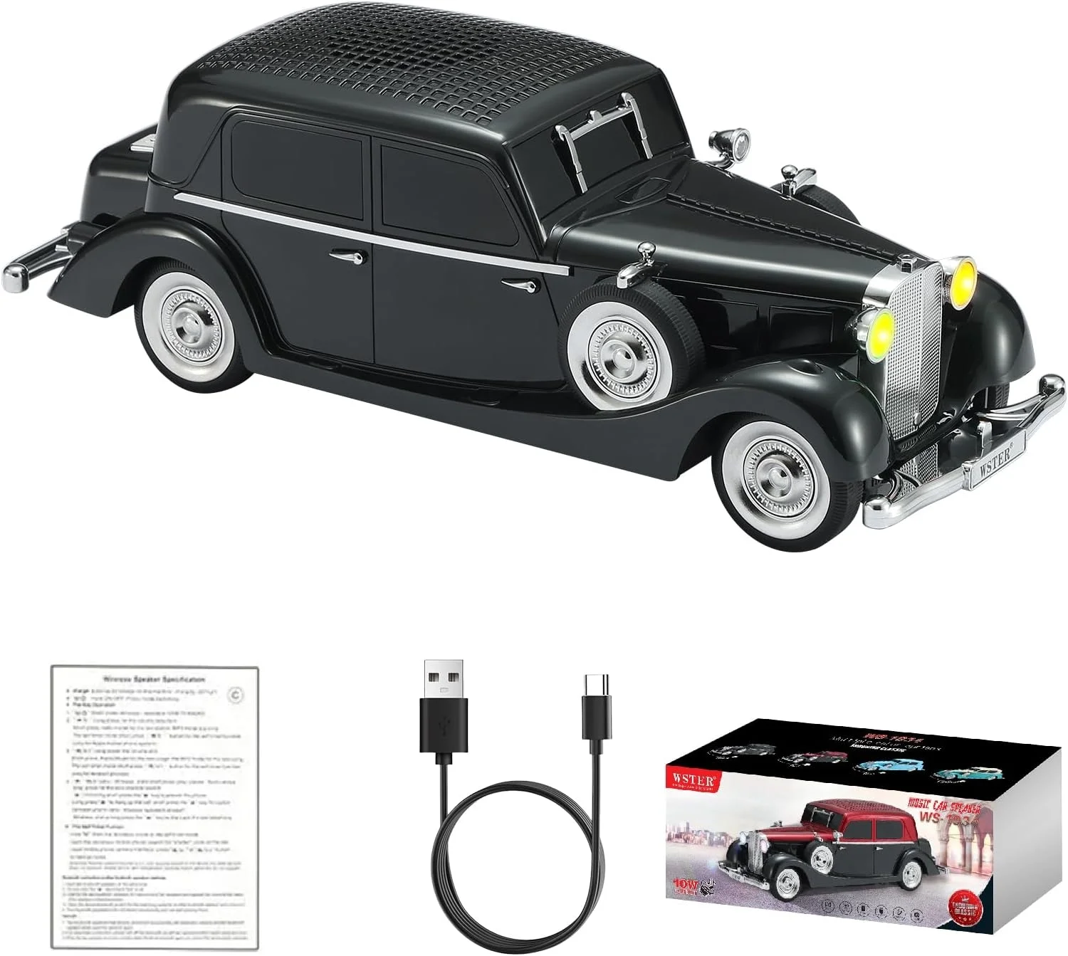 Retro Klasik Araba Bluetooth Hoparlör Kablosuz HD Ses FM Radyo YG-239