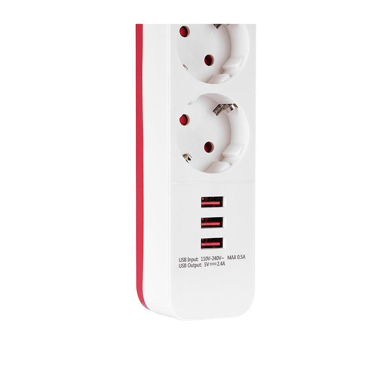 S-LINK SPG403U 1.5M 750 JOULE 3 USB 5V2.4A 4LÜ ANAHTARLI AKIM KORUMALI PRİZ