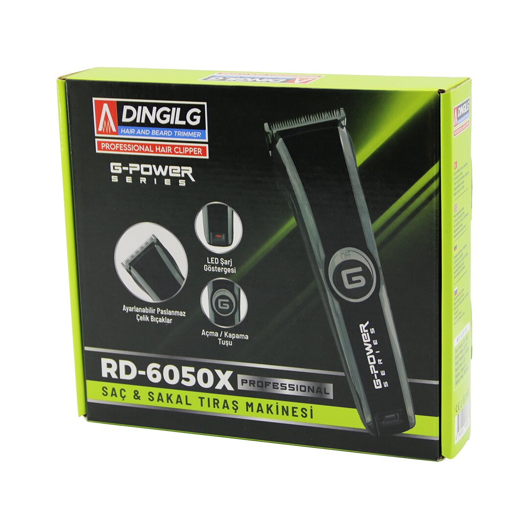 SAÇ SAKAL KESME - TRAŞ MAKİNESİ FİŞ ŞARJLI=LED GÖSTERGE AYARLI BIÇAK=0.1-05MM RD-6050X G-POWERG-PLUS