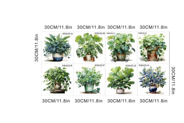 Saksılı Çiçek Tasarımlı 8li Sticker