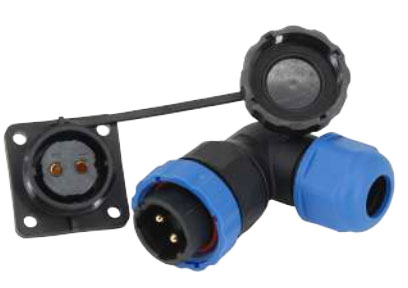 SD28 SU GEÇİRMEZ 2 PİN 28 MM YUVARLAK KONNEKTÖR (90° DİRSEK)