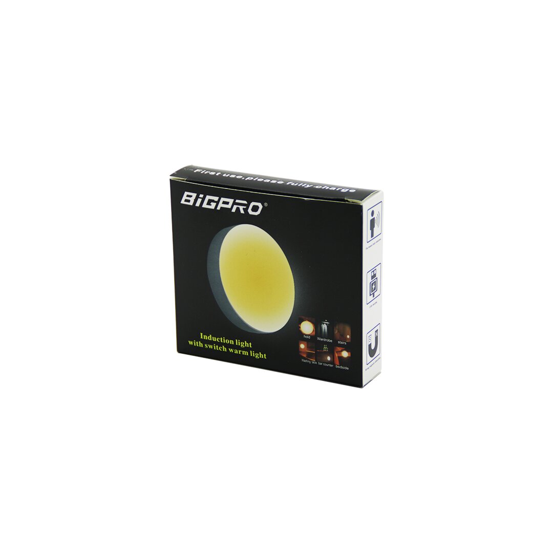 SENSÖRLÜ=0--3MT  USB ŞARJLI  SARI LED YUVARLAK LAMBA ÇAP: 8.3CM - KALINLIK: 2CM