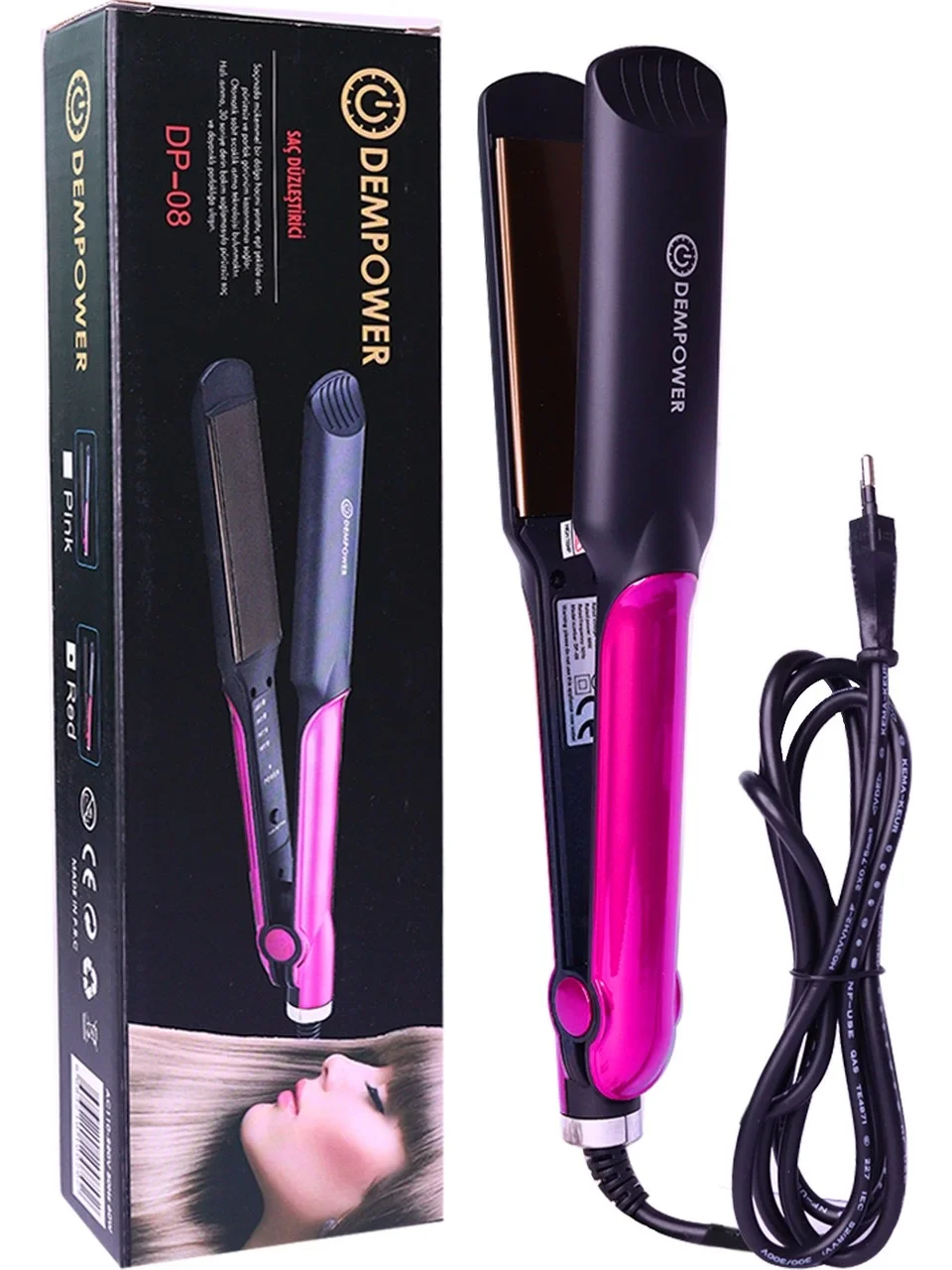 Seramik Kaplı Pembe Detay Saç Düzleştirici