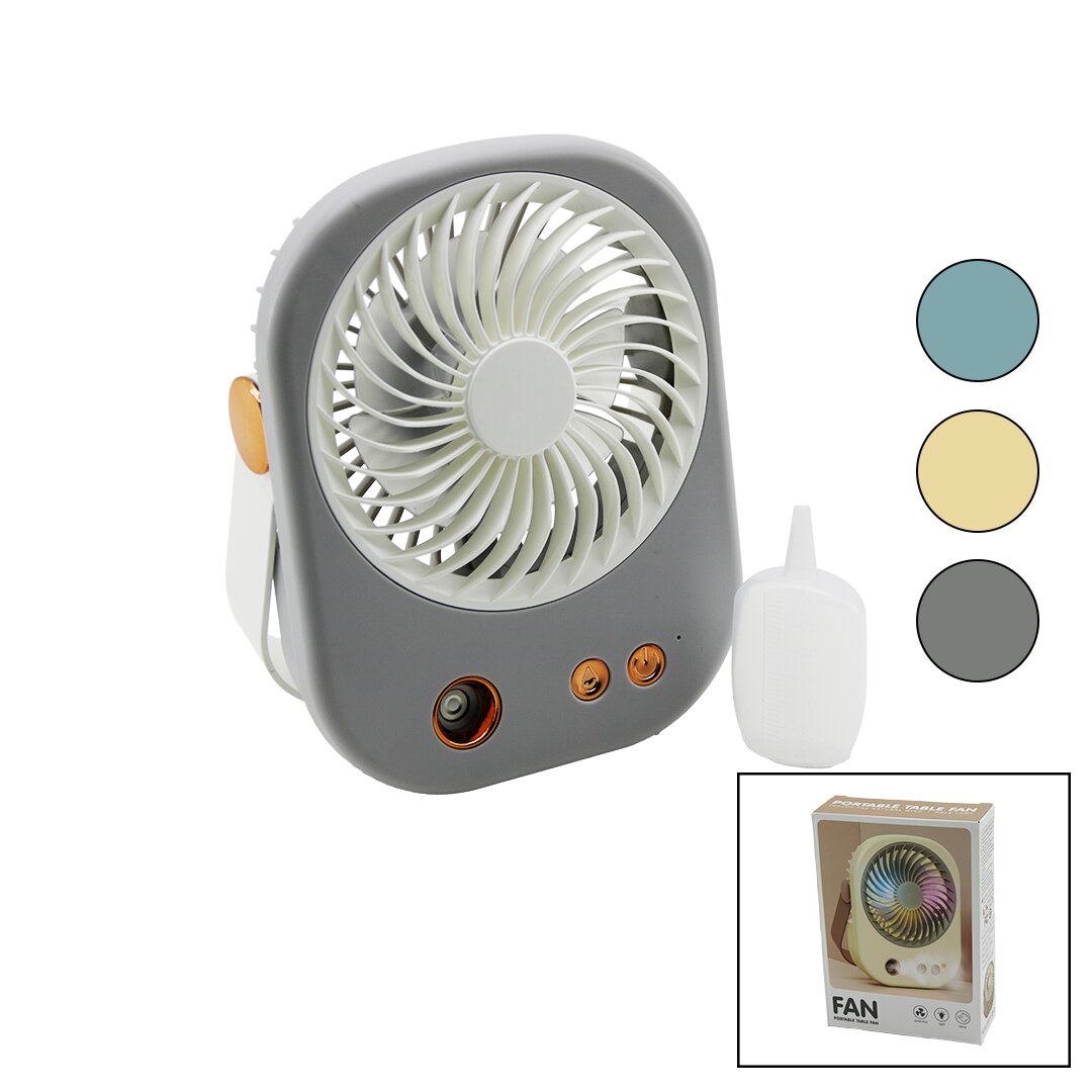 SU SPREYLİ USB MİNİ FAN 15.5X12CM MASA ÜSTÜ USB ŞARJLI 2İN1 KULP=TAŞIMA - DURUŞ 3 KADEME HIZ BJJ-566