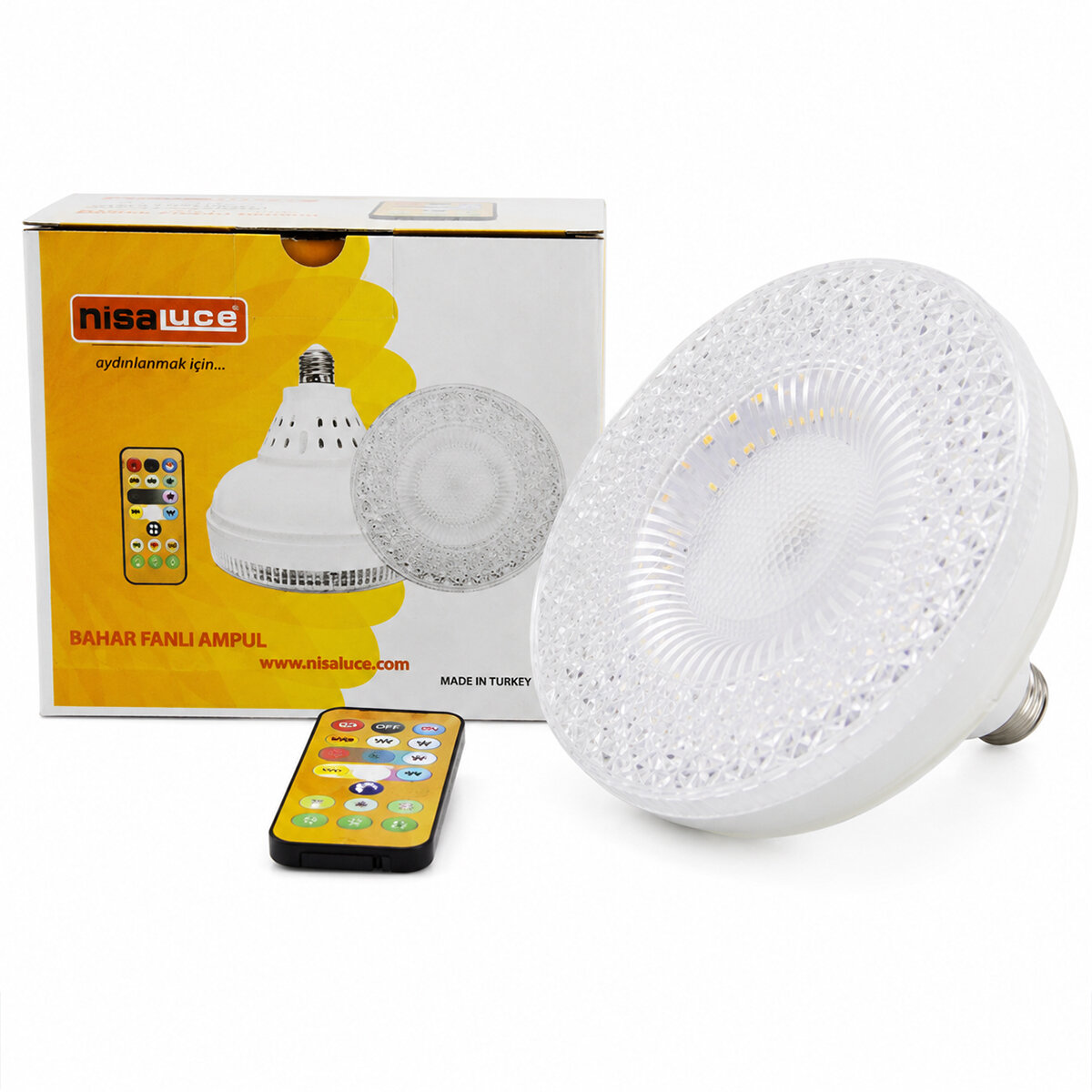 TAVAN 28W - IP20 - 2520LM KUMANDALI - 3 KADEMELİ - 3 FONKSİYON 38X15CM BAHAR FANLI VANTİLATÖR AMPUL BEYAZ-SARI-DOĞAL IŞIK E-112