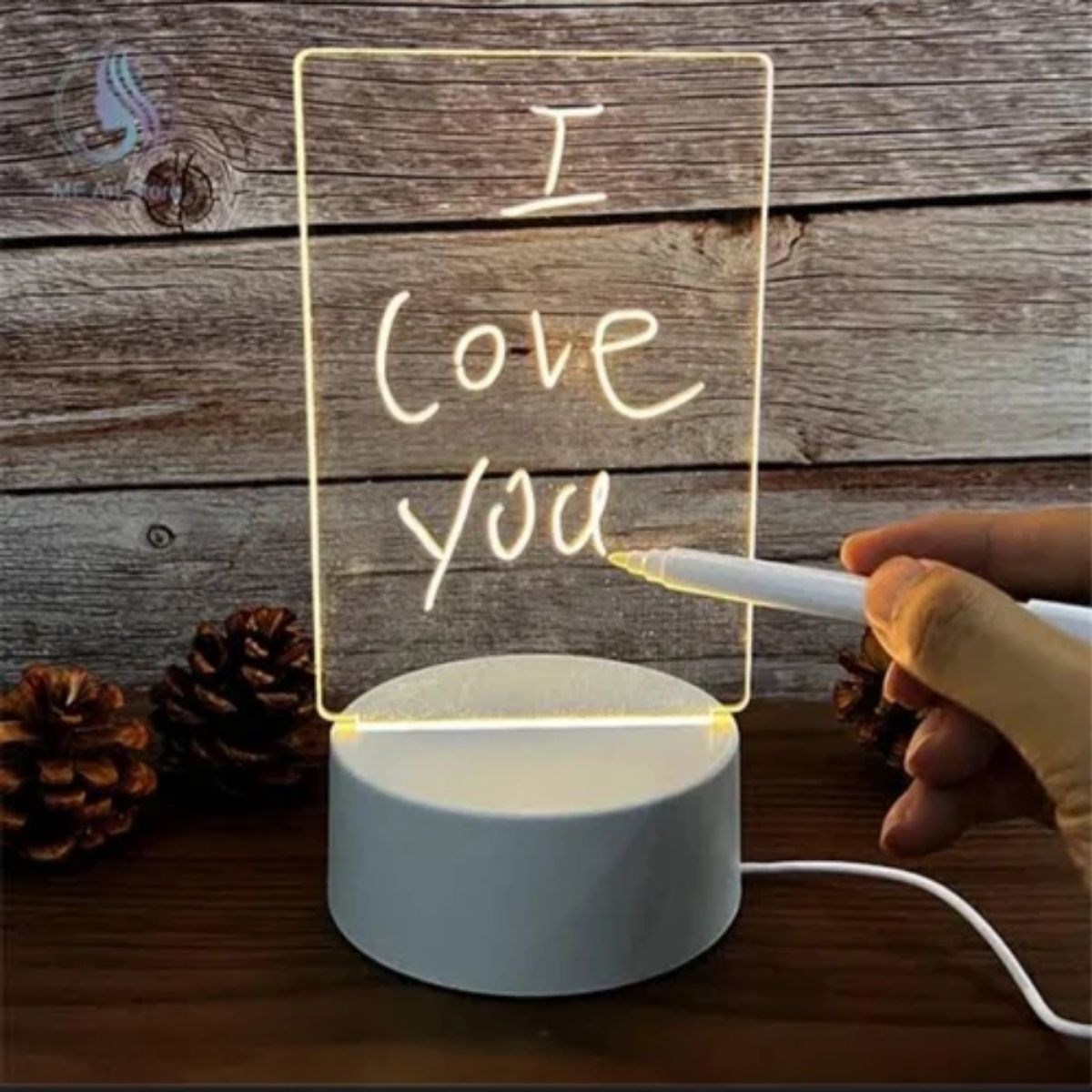 USB Kablolu Işıklı Kendiliğinden Beyaz Kalemli-Silgili Kreatif 3D Görselleştirme LED Lambası