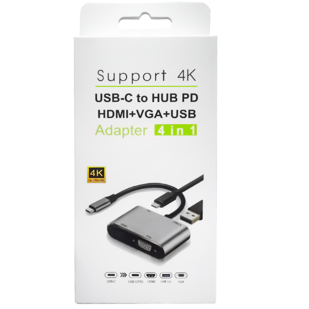 USB TYPE-C TO HDMI-VGA-USB-TYPE C 4IN1 ADAPTÖR