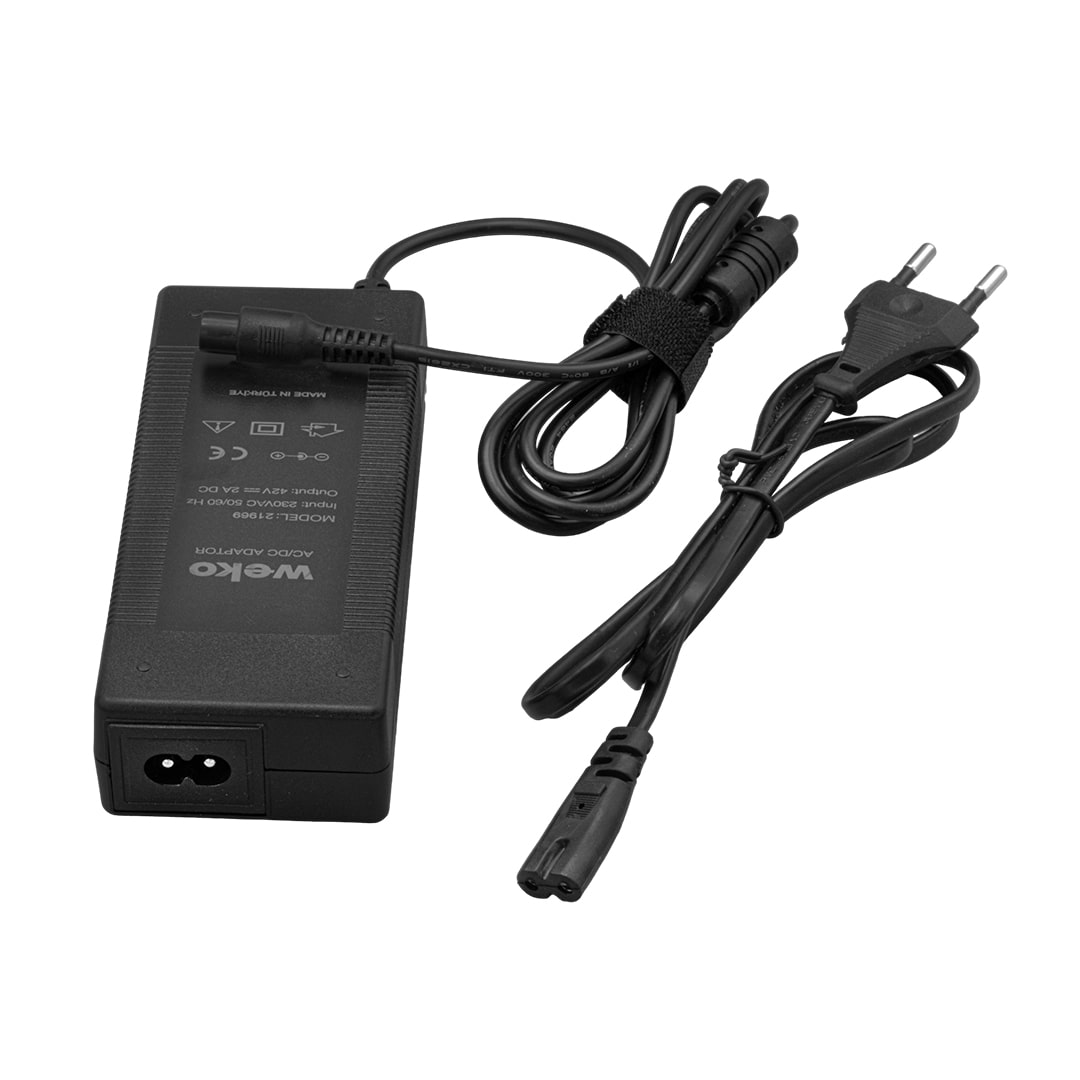 42 VOLT - 2 AMPER ELEKTRİKLİ BİSİKLET ŞARJ CİHAZI LI-ION LİTYUM PİLLER İÇİN 3 PİNLİ MASAÜSTÜ GİNGER ŞARJ CİHAZI