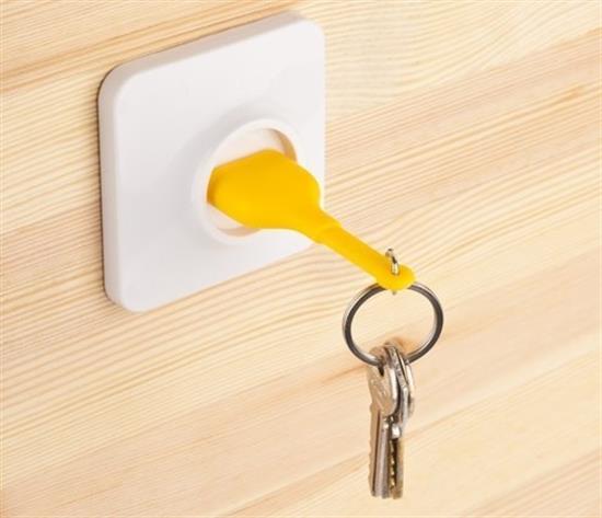 Yapışkanlı Priz Görünümlü Kapı Duvar Tipi Anahtarlık Askılık