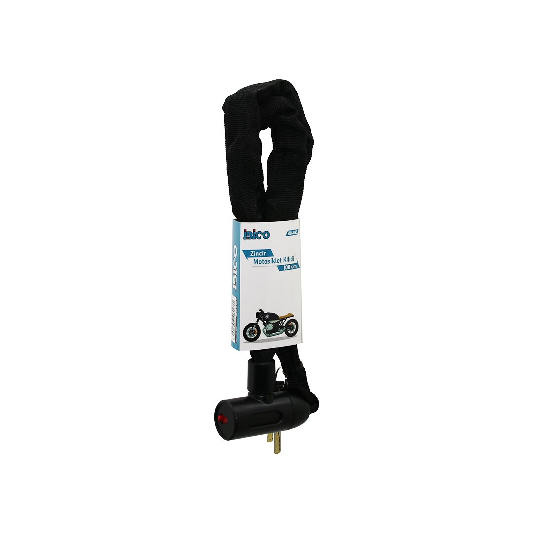 ZİNCİRLİ ANAHTARLI  MOTOR - BİSİKLET KİLİT BEZ KILIFLI AÇ-KAPA KİLİT KAPAK 100CM