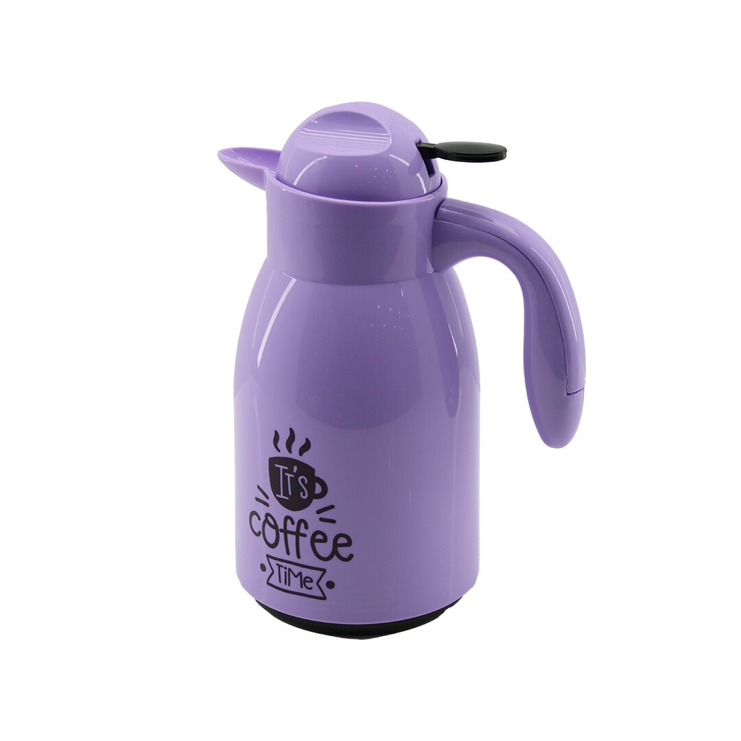 1LT İÇİ CAM LİLA - KAHVE YAZILI PENGUEN PLASTİK TERMOS