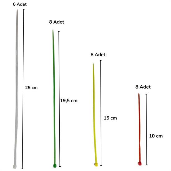 30 Parça Plastik Kablo Kelepçe Seti Kablo Düzenleyici Bağlama Bantları