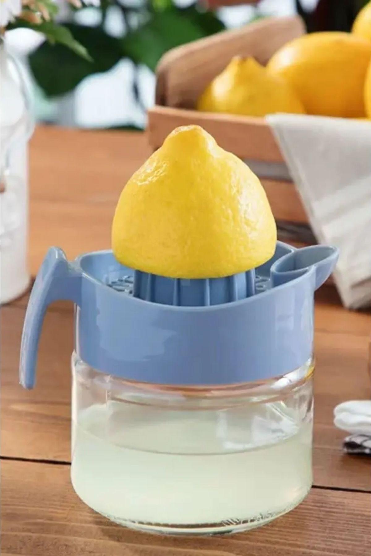 300ml Cam Hazneli Pratik Limon Narenciye Sıkacağı KC-405