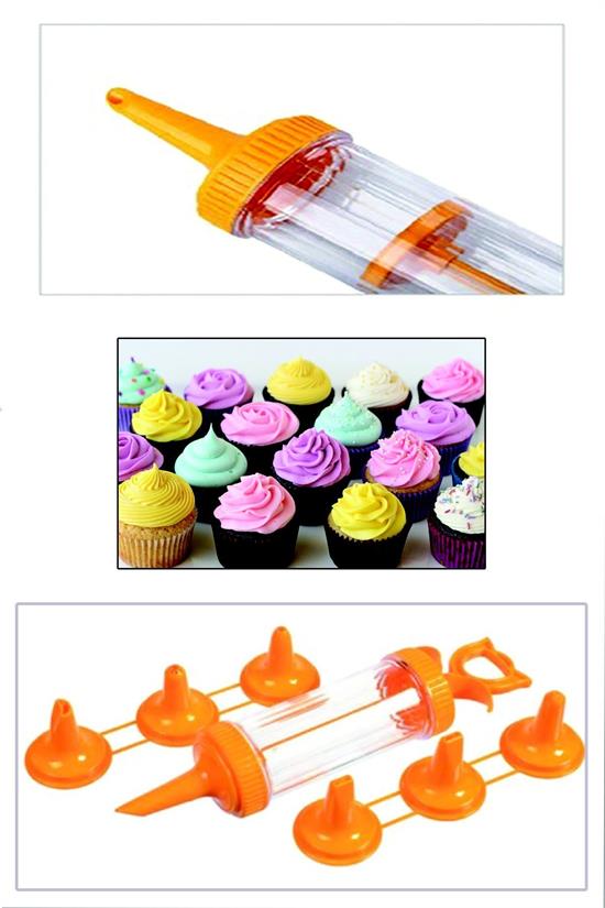 7 Başlıklı Mutfak Pastacı Kreması Sıkma Süsleme Pompası Seti