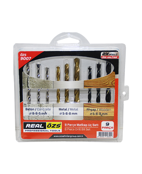 9 PARÇA  MATKAP UCU SETİ BETON - METAL - AHŞAP - 5-6-8MM