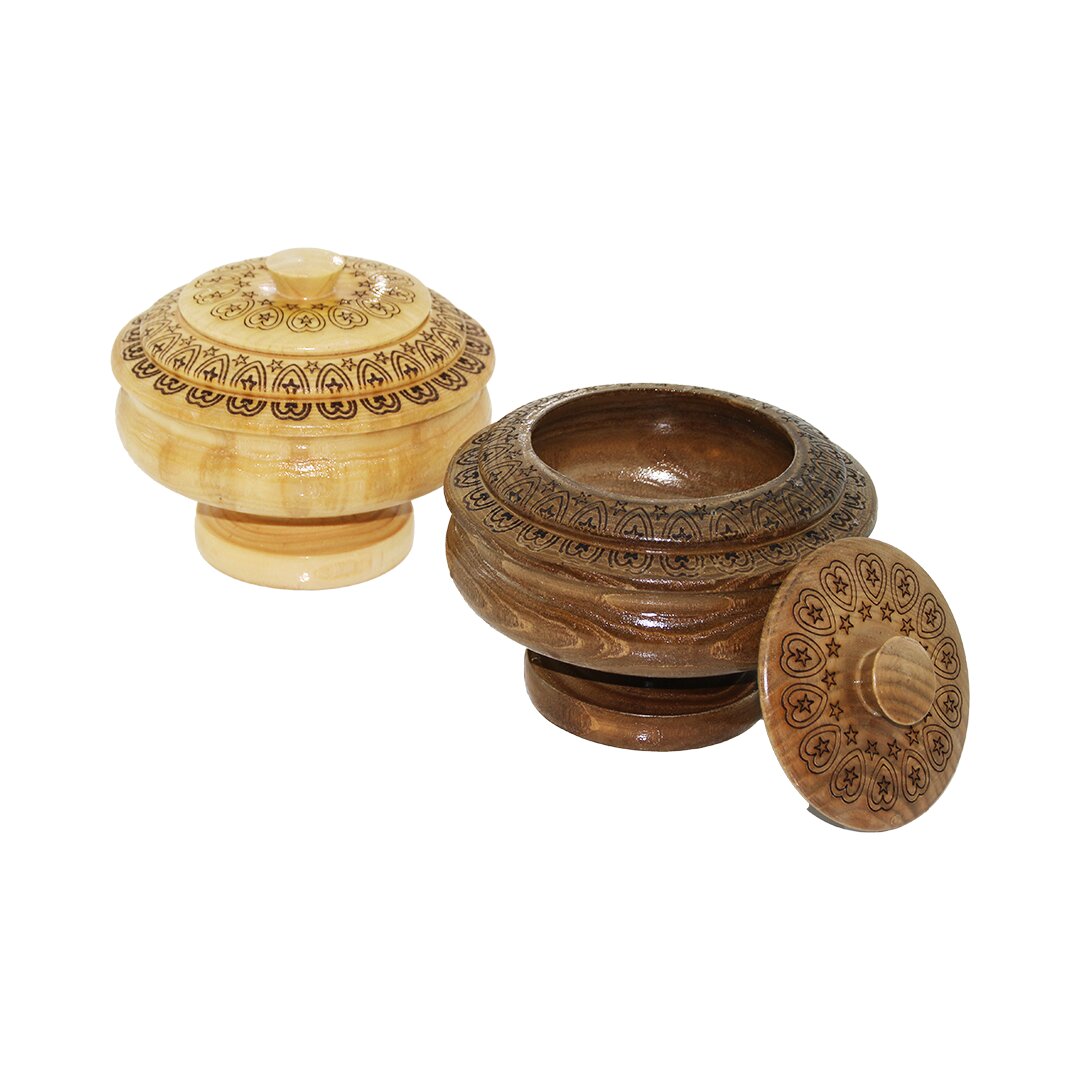 AYAKLI   DESENLİ - CNC İŞLEMELİ  AHŞAP ŞEKERLİK KAPAKLI  FİLELİ AMBALAJ