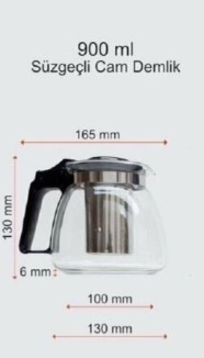 CAM DEMLİK 900ML - SİYAH VEYA BEYAZ GÖNDERİLİR